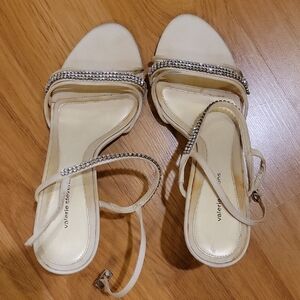 Vintage Valerie Stevens Beige Strappy Sandals with Rhinestones